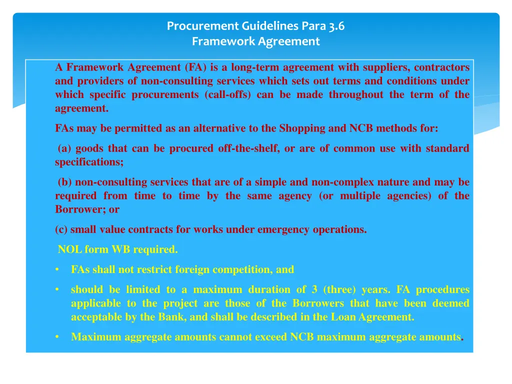 procurement guidelines para 3 6 framework