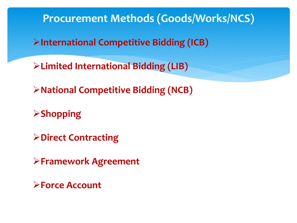 procurement methods goods works ncs