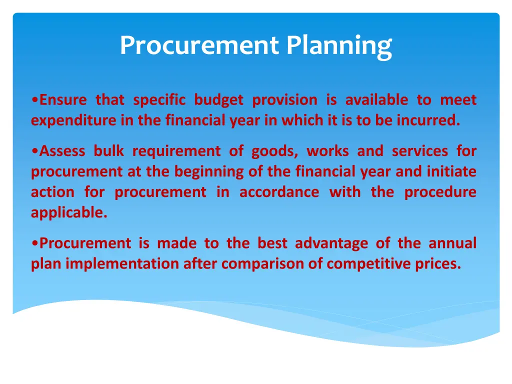 procurement planning