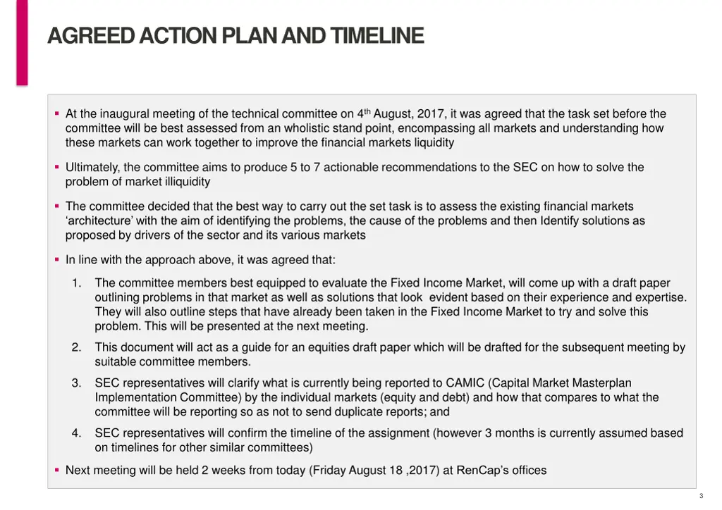 agreed action plan and timeline