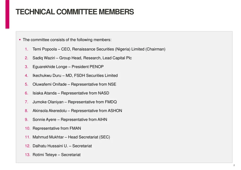technical committee members