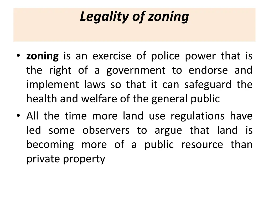 legality of zoning