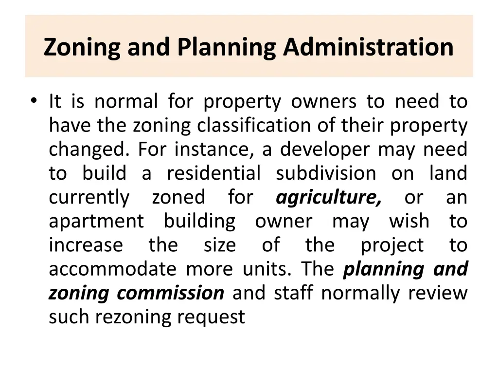 zoning and planning administration