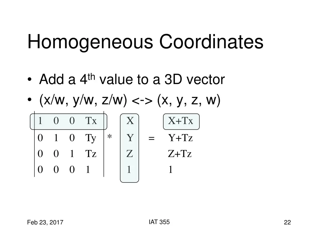 homogeneous coordinates 1