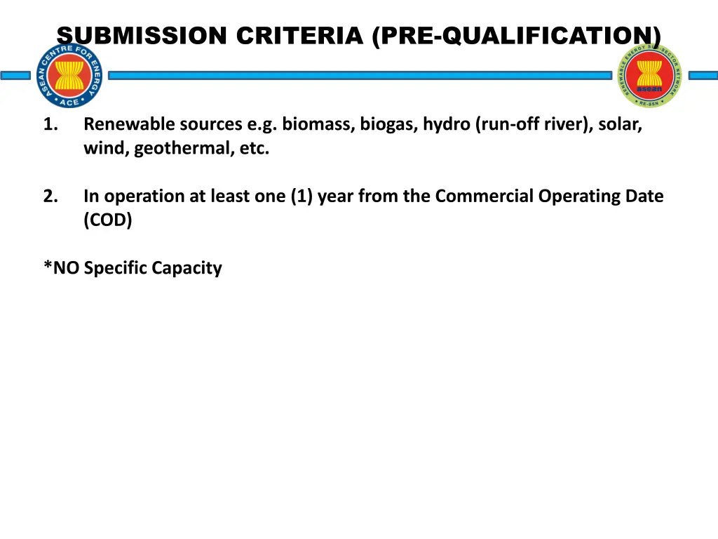 submission criteria pre qualification