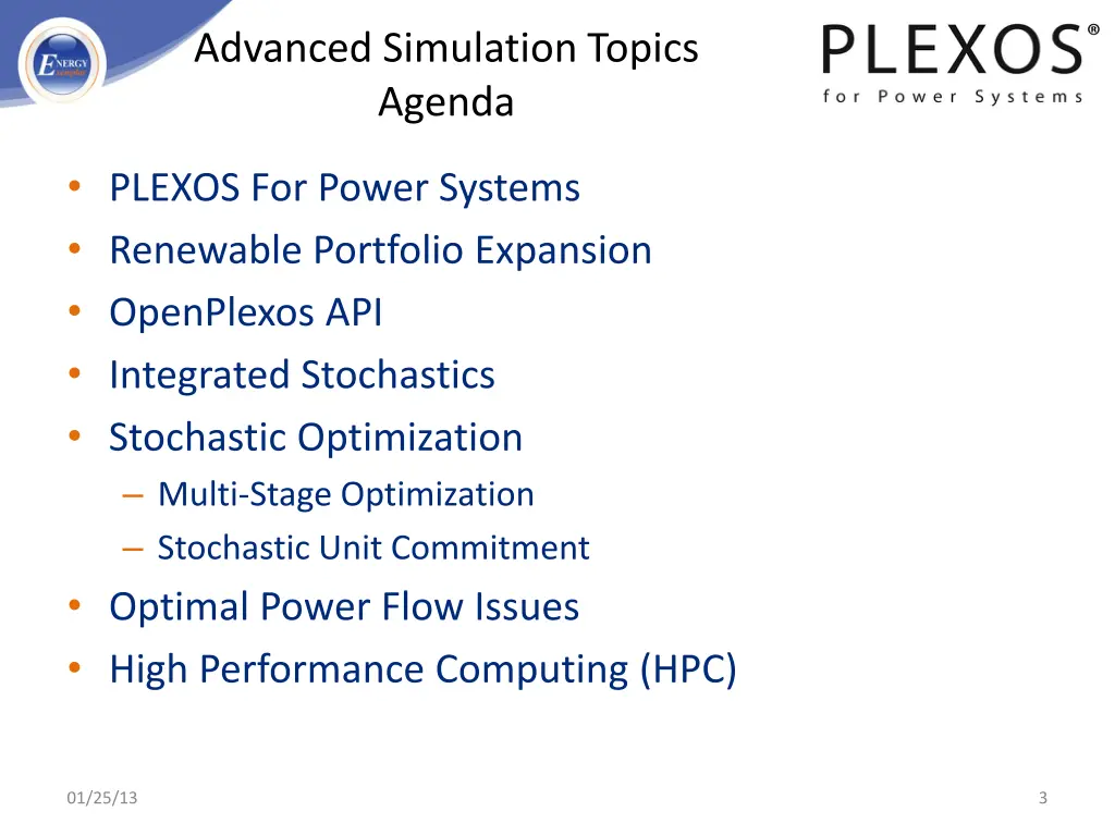 advanced simulation topics agenda