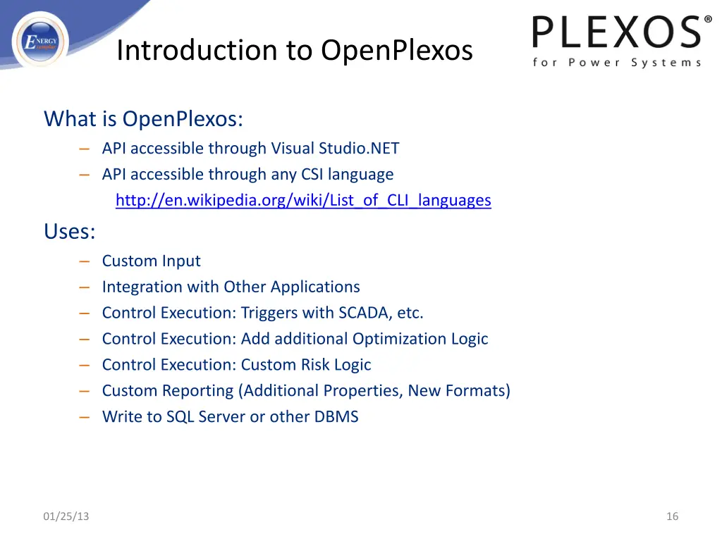 introduction to openplexos