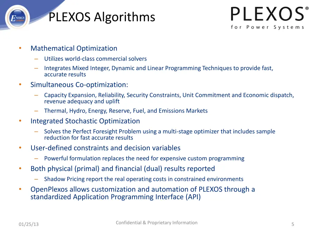 plexos algorithms
