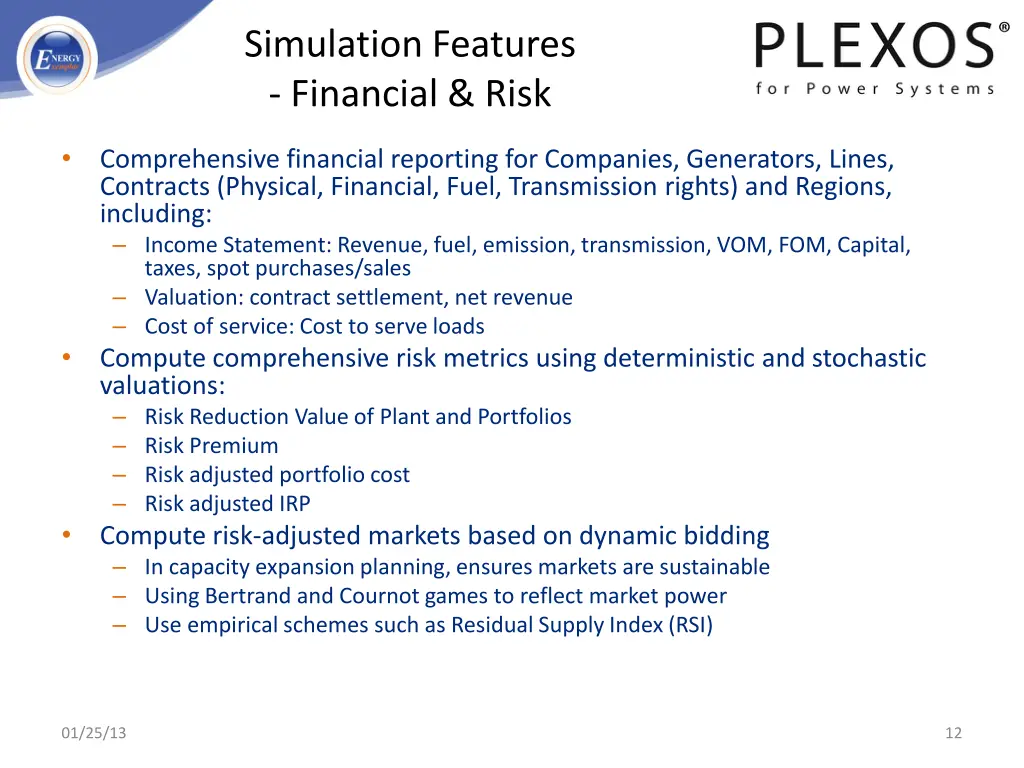 simulation features financial risk