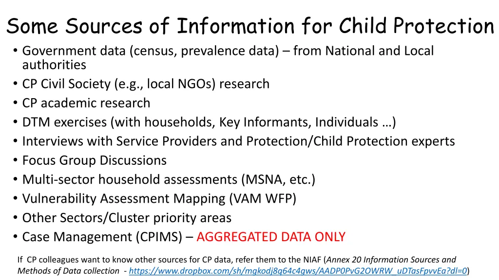 some sources of information for child protection