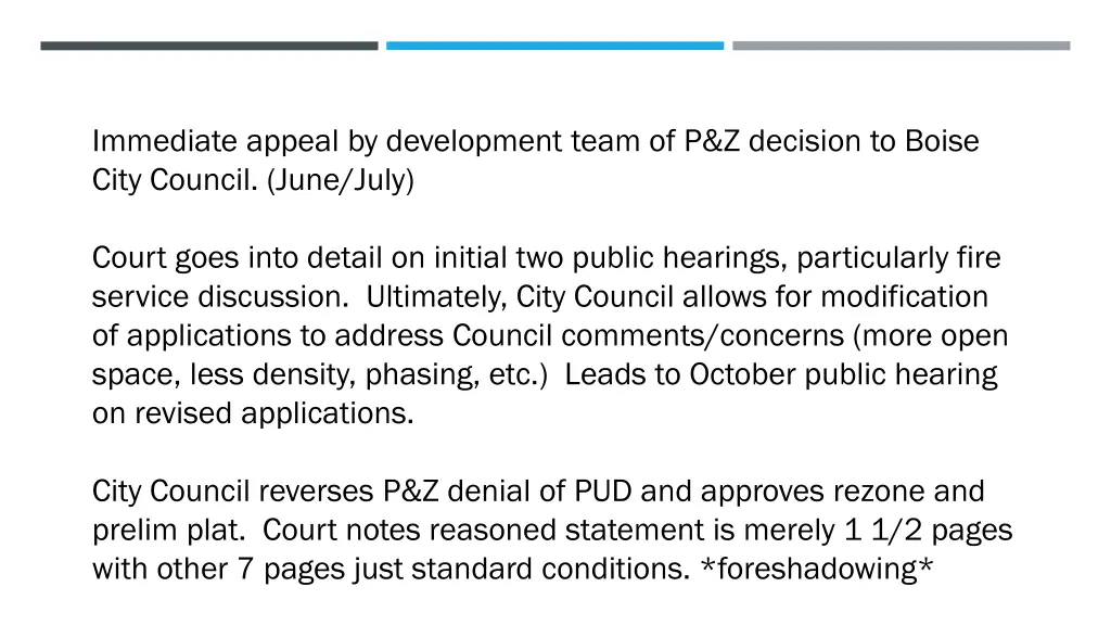 immediate appeal by development team