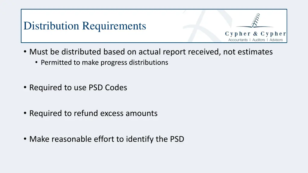 distribution requirements