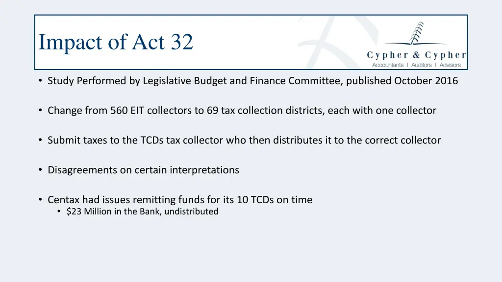 impact of act 32