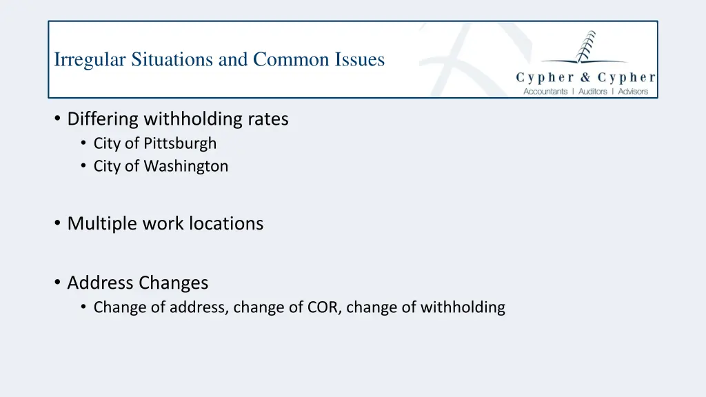 irregular situations and common issues 1
