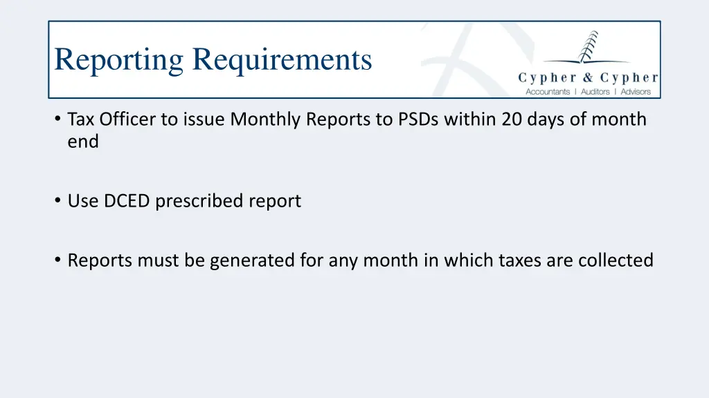 reporting requirements
