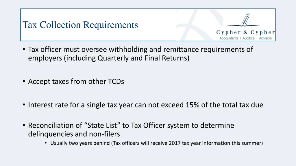 tax collection requirements