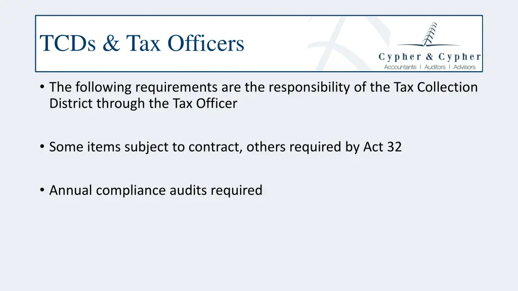 tcds tax officers