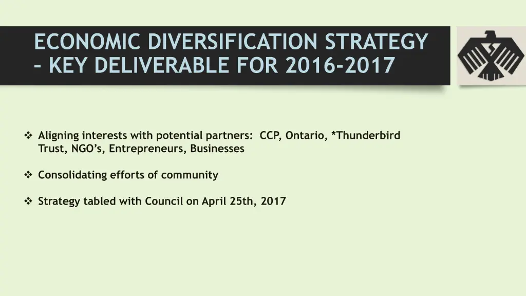 economic diversification strategy key deliverable