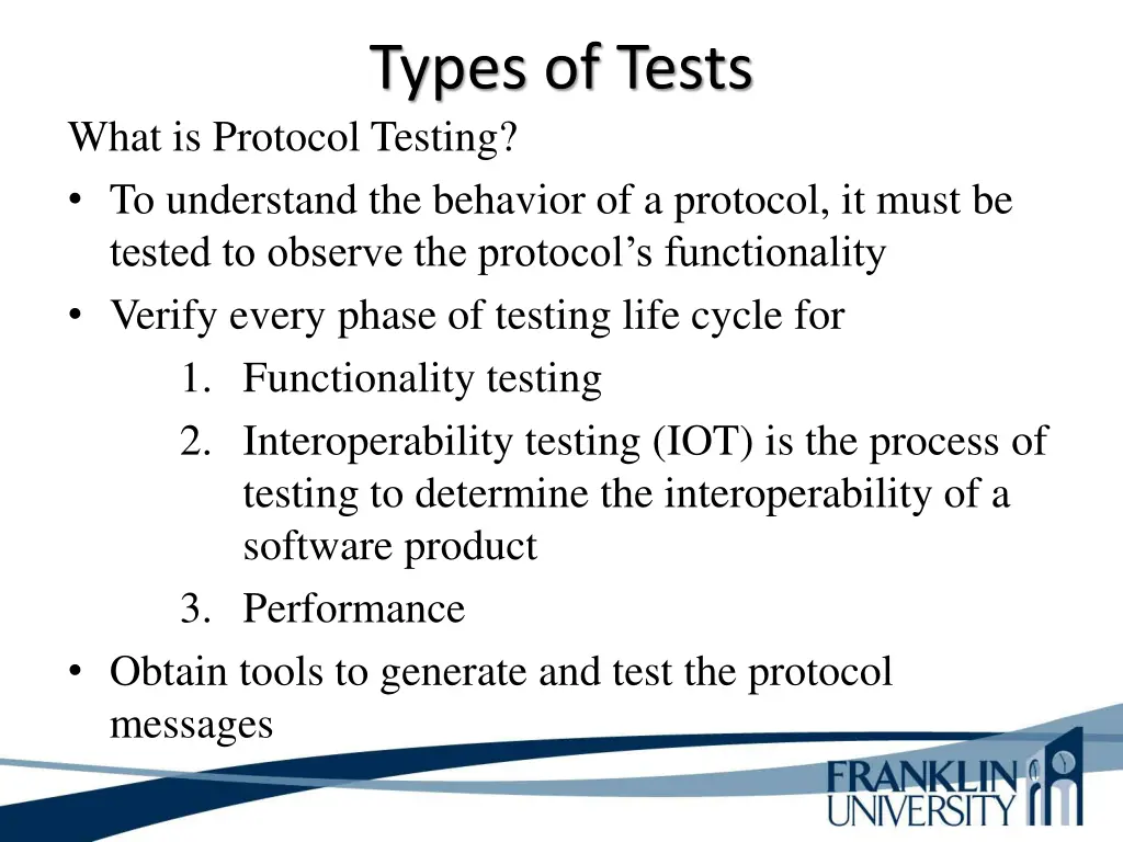 types of tests 1