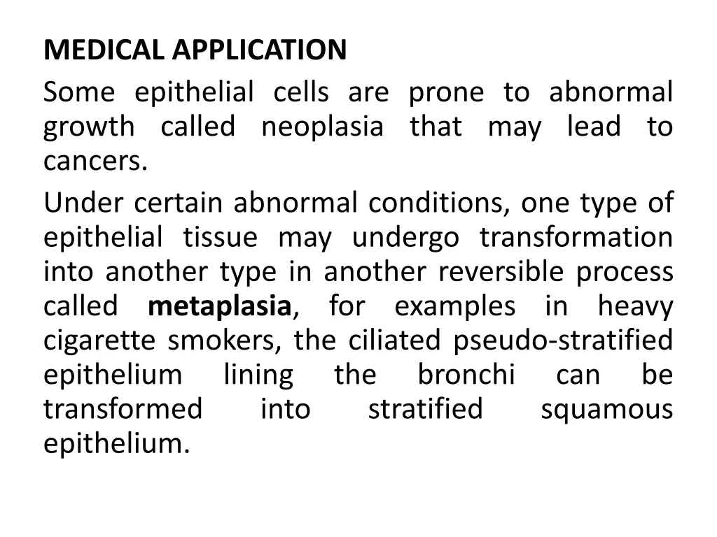 medical application some epithelial cells