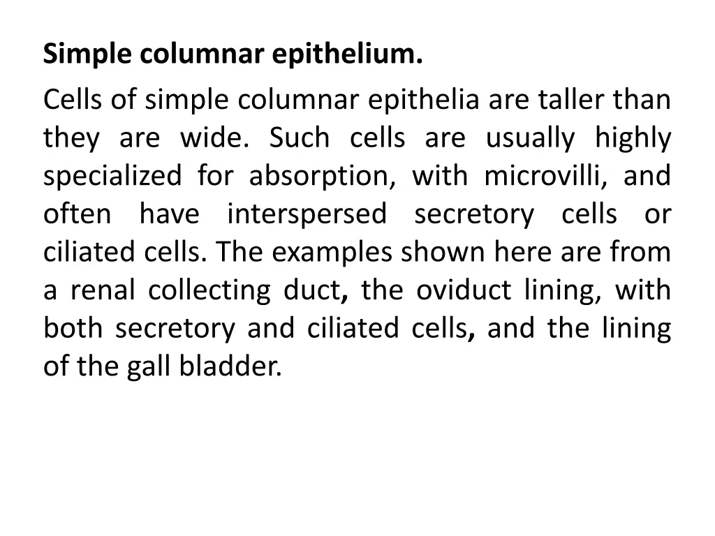 simple columnar epithelium cells of simple