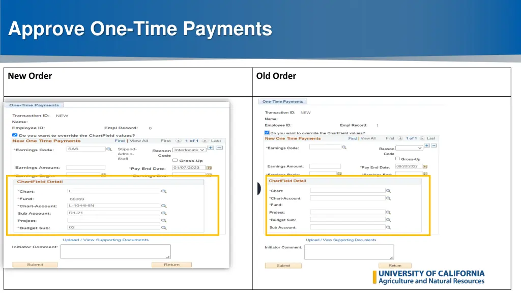 approve one time payments