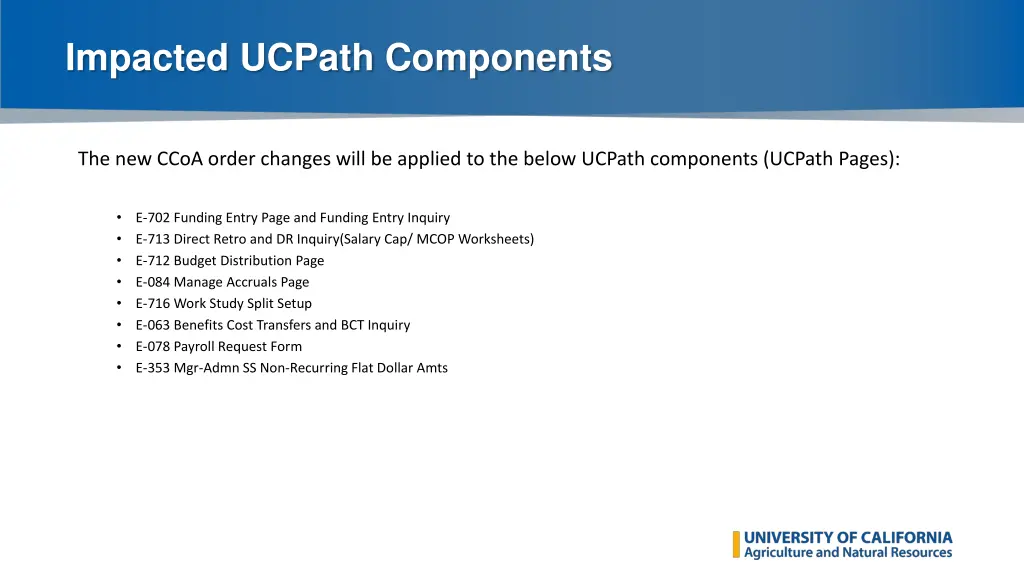 impacted ucpath components