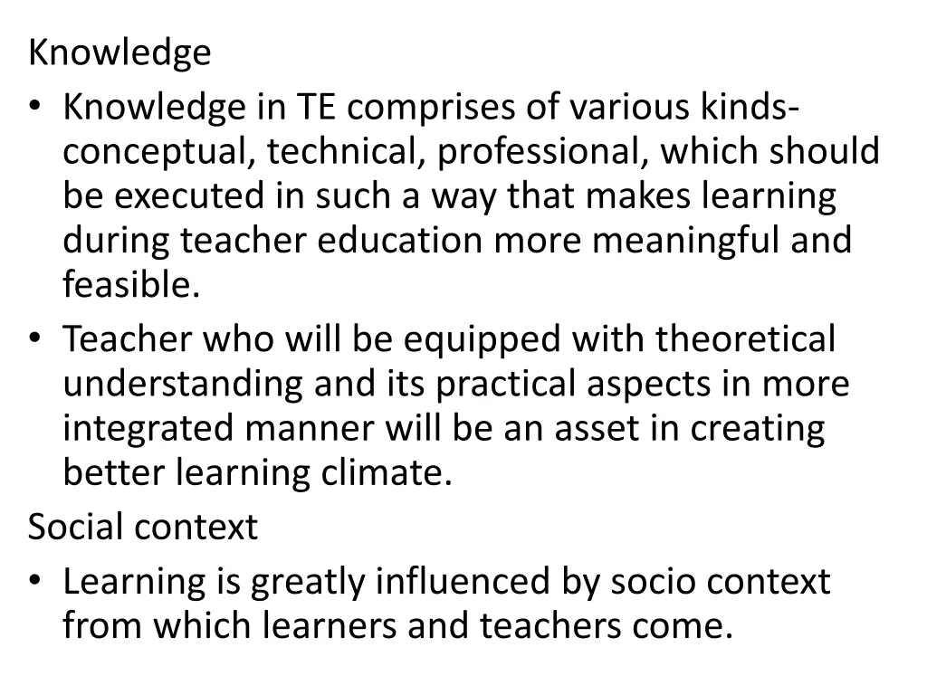 knowledge knowledge in te comprises of various