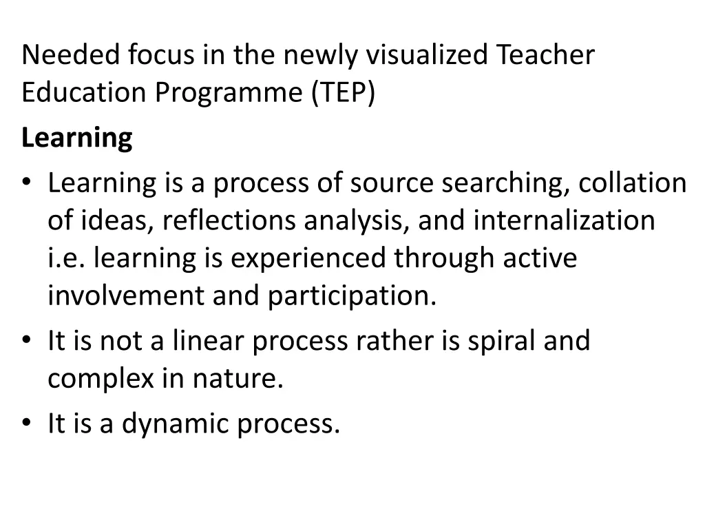 needed focus in the newly visualized teacher