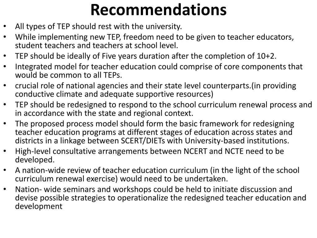 recommendations
