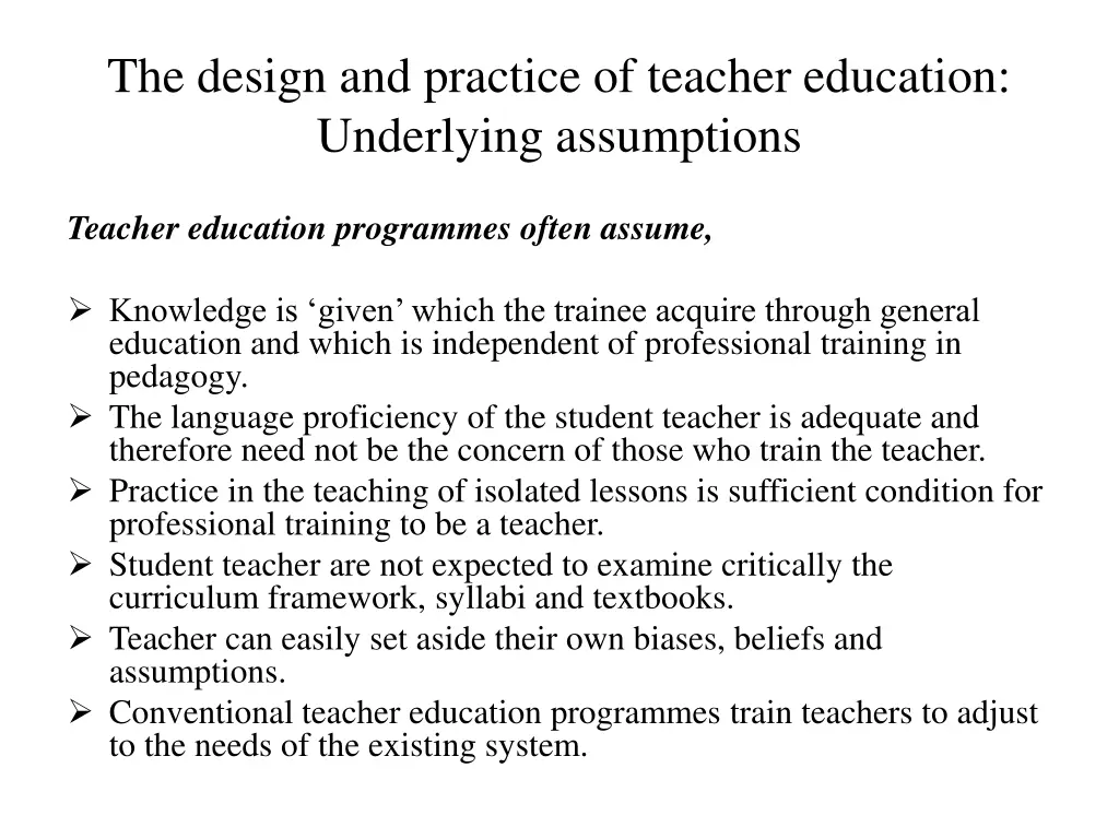 the design and practice of teacher education