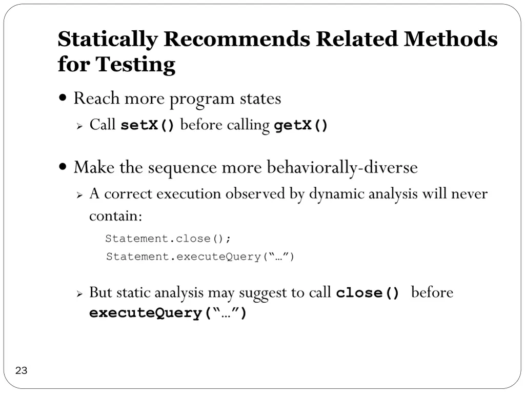 statically recommends related methods for testing