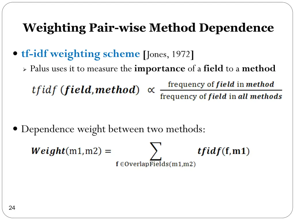 weighting pair wise method dependence