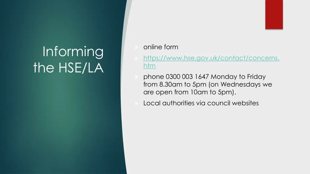informing the hse la