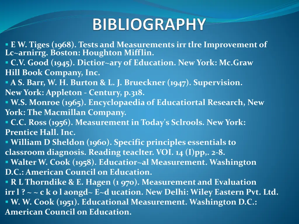 e w tiges 1968 tests and measurements irr tlre