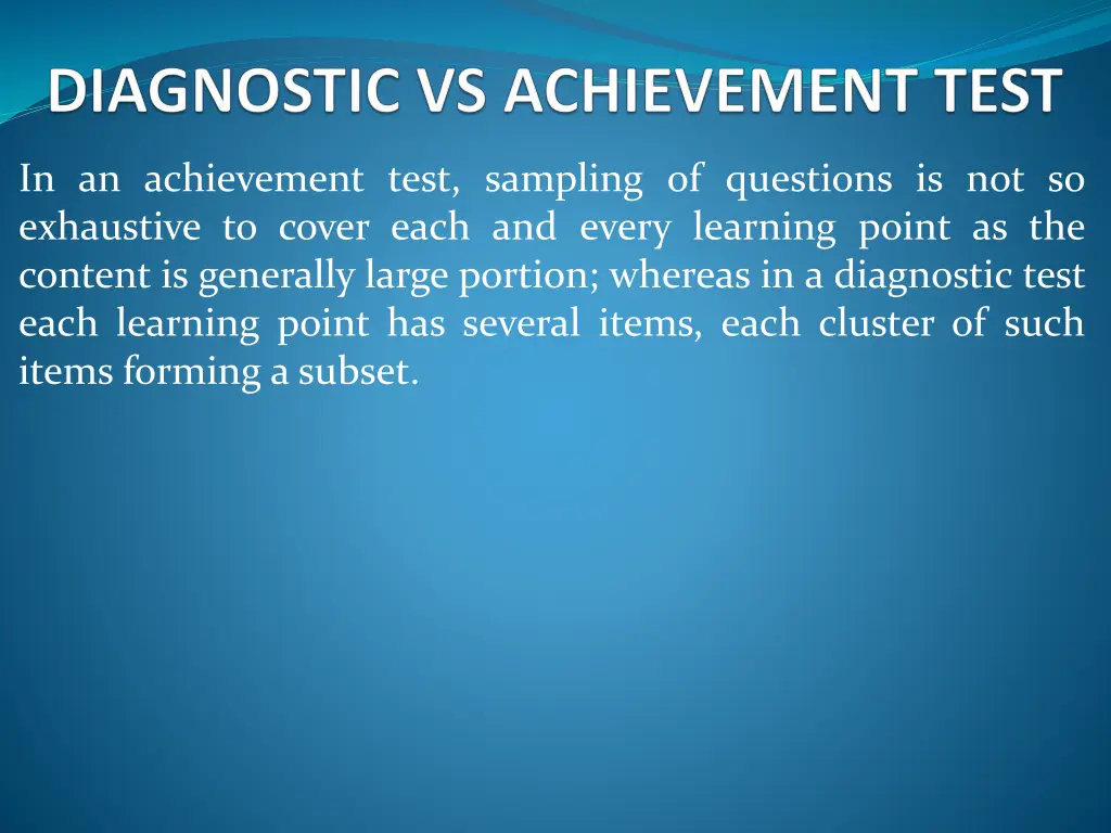 in an achievement test sampling of questions