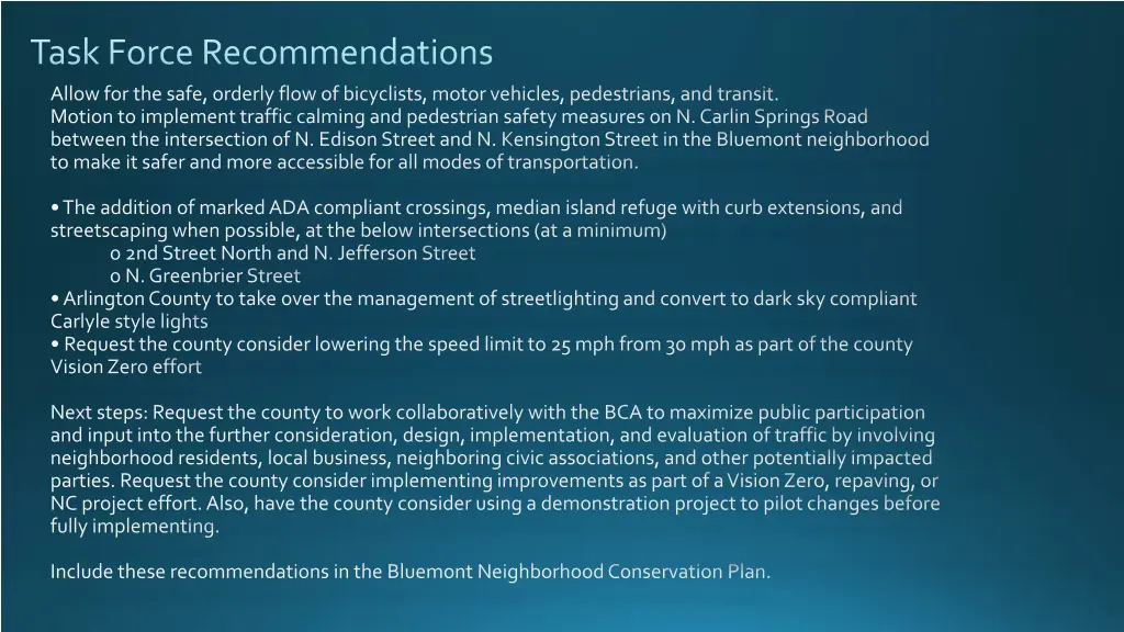 task force recommendations