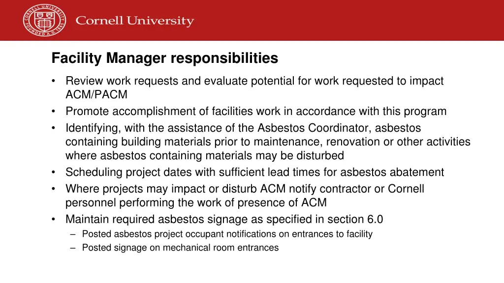 facility manager responsibilities