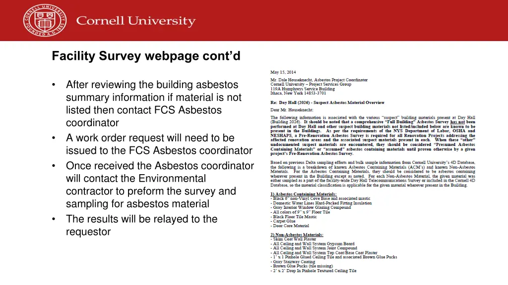 facility survey webpage cont d