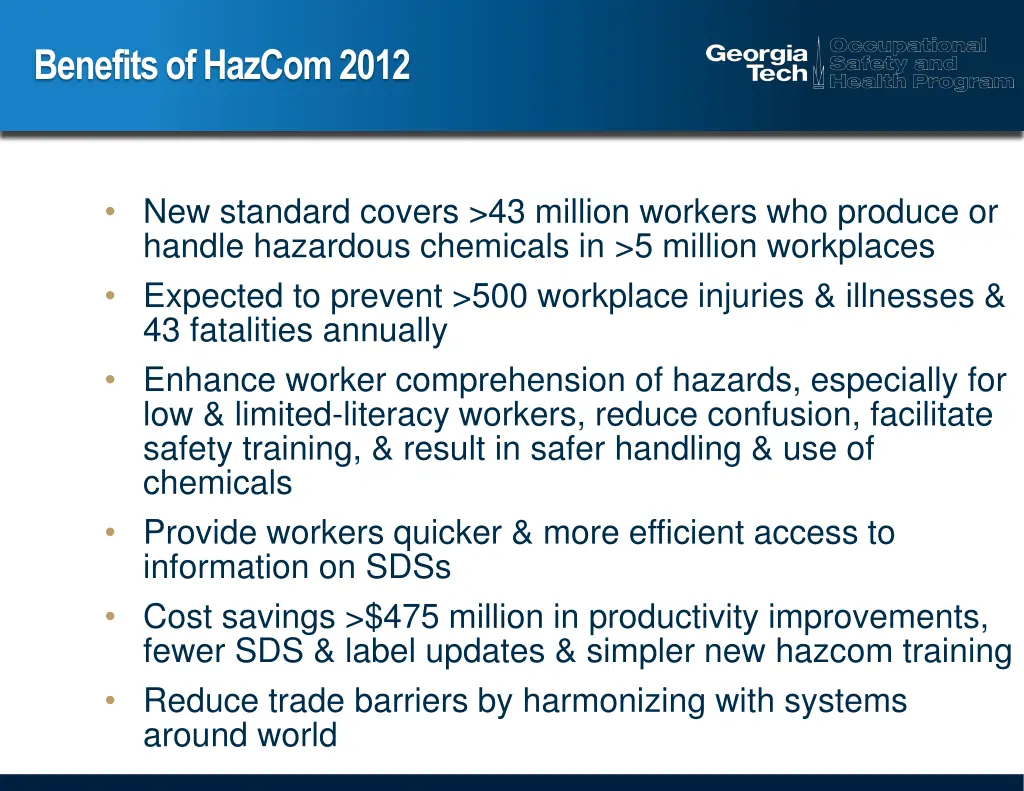benefits of hazcom 2012