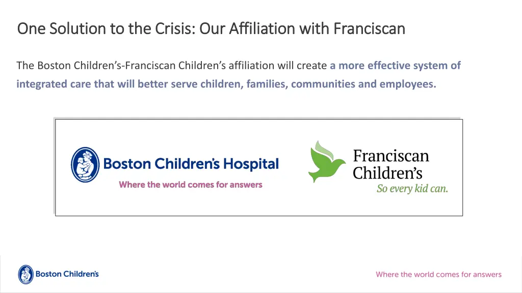 one solution to the crisis our affiliation with