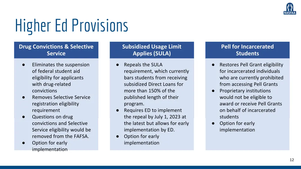 higher ed provisions
