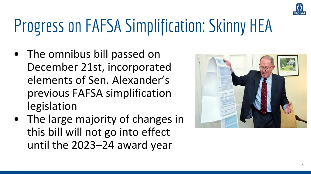 progress on fafsa simplification skinny hea