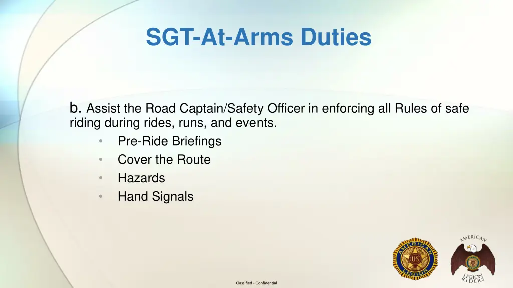 sgt at arms duties 1