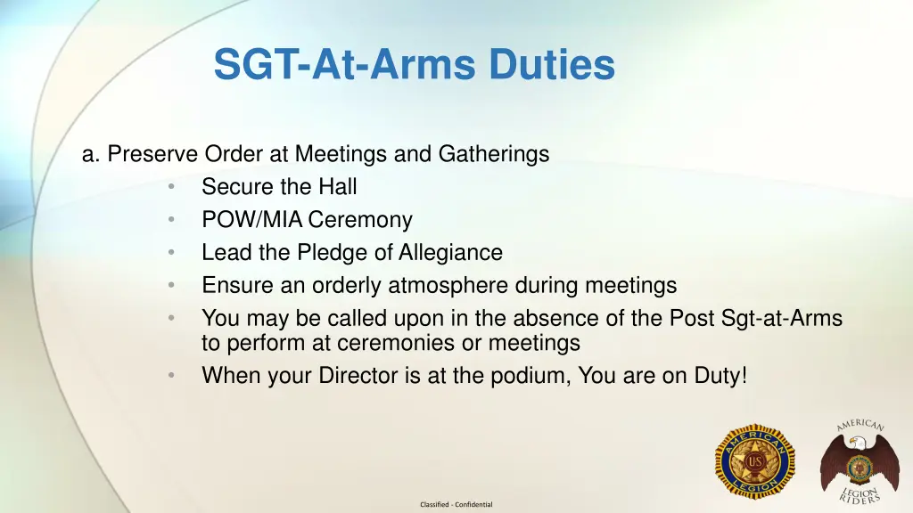 sgt at arms duties