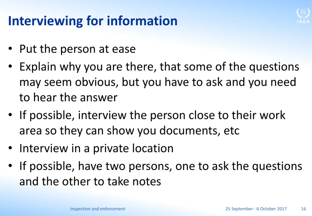 interviewing for information