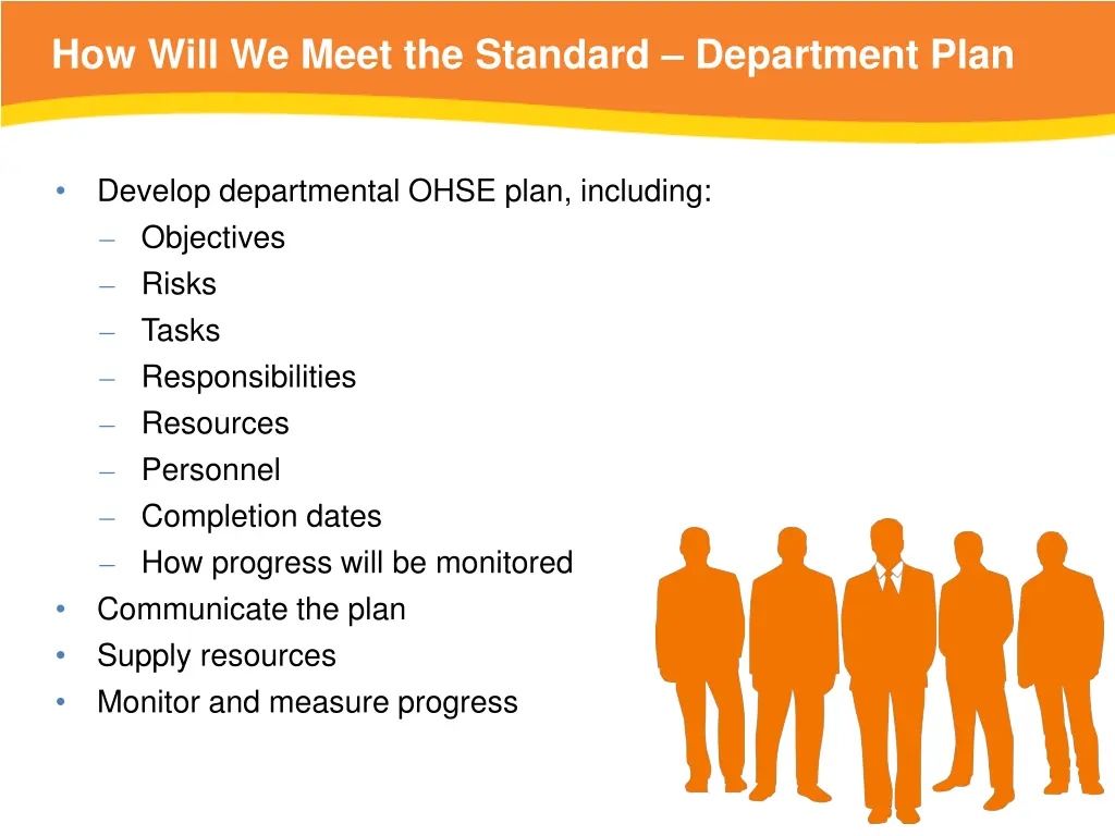 how will we meet the standard department plan