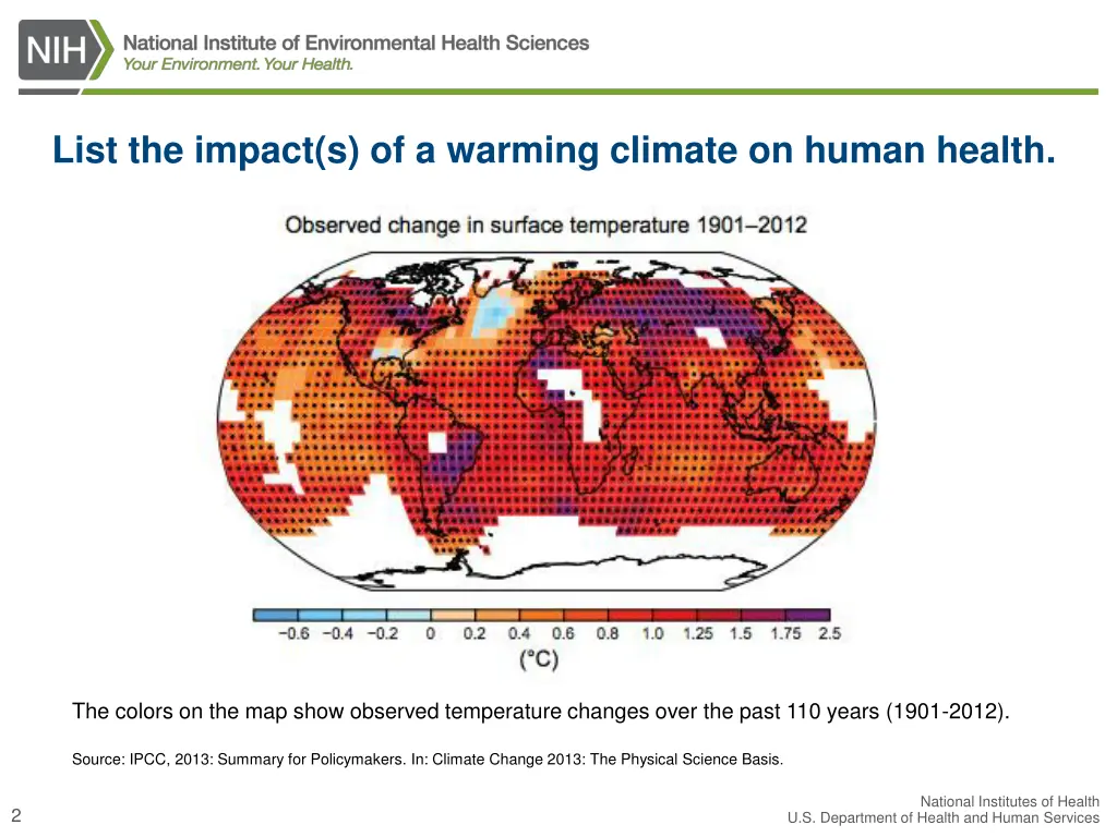 list the impact s of a warming climate on human