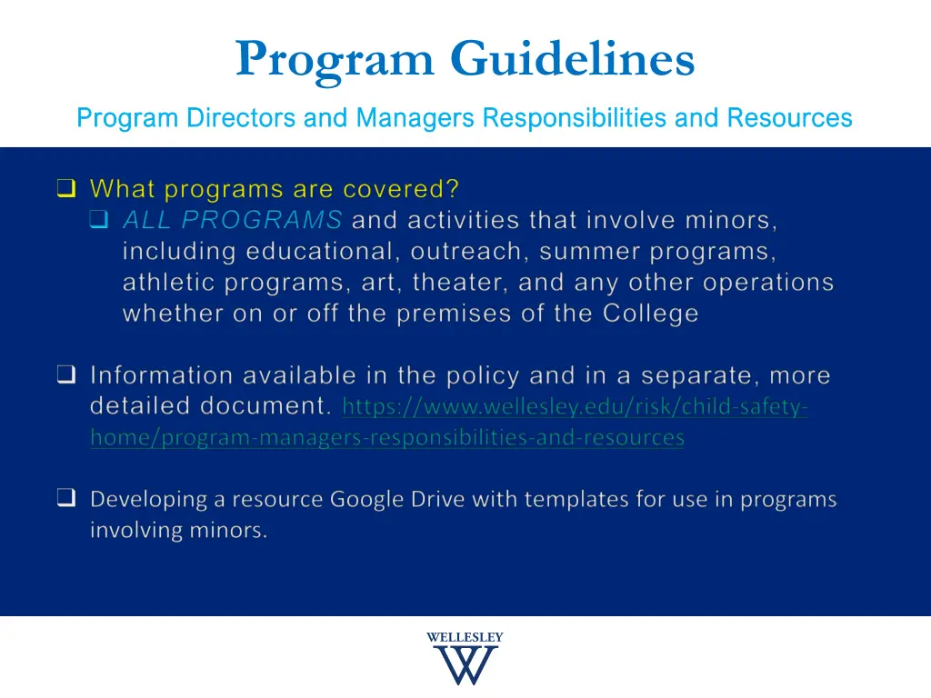 program guidelines
