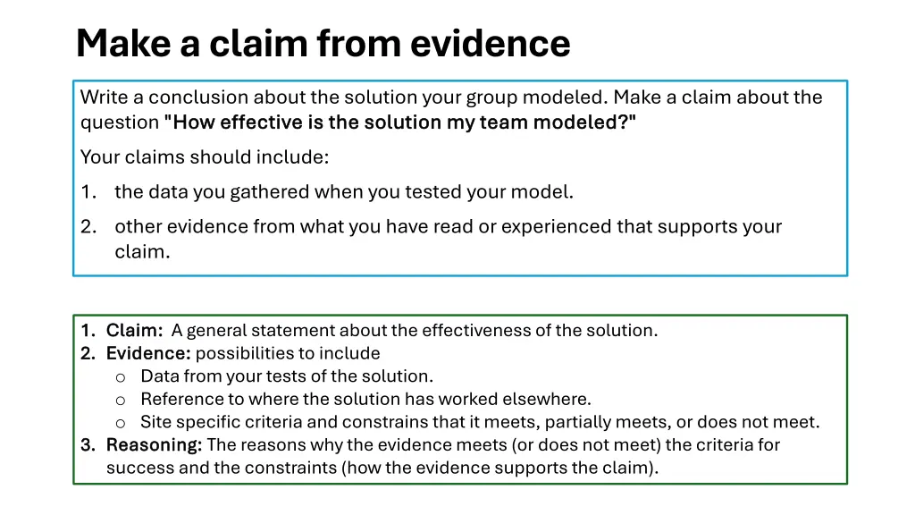 make a claim from evidence